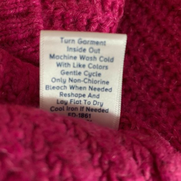 Allison Joy Sweater Cabled Tunic "Hattie" Hot Pink Turtleneck Women's SMALL - Picture 10 of 10